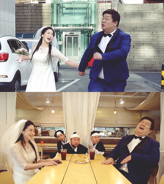 개그맨 유민상과 배우 김하영이 KBS2 개그콘서트에서 커플 분위기를 보여줬다. /KBS 제공