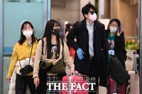 [TF포토] 마스크 착용한 채 입국하는 중국인 유학생과 관광객