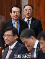 [TF포토] 국무회의 참석하는 정세균 총리와 홍남기 부총리
