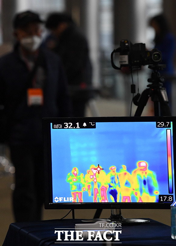 올해 주총은 코로나19 확산 영향으로 참석자들의 마스크 착용이 의무화되고 열화상카메라를 활용한 발열 진단이 이뤄지는 등 주총장 내부 풍경이 이전과 달라질 것으로 보인다. 사진은 서울 코엑스에 설치된 열화상카메라. /남용희 기자