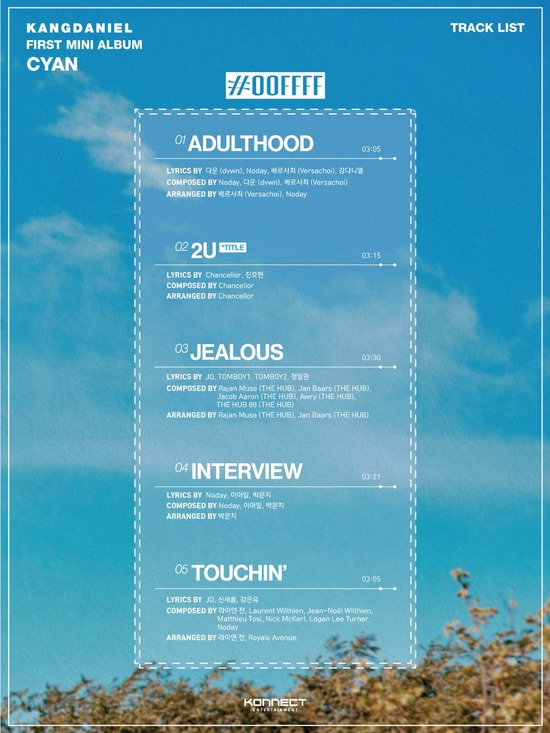 강다니엘이 새 앨범 트랙리스트를 공개했다. 타이틀곡 2U를 비롯해 총 5곡이 수록됐다. /커넥트엔터 제공