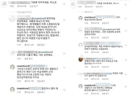 배우 장미인애가 자신을 지적한 누리꾼들과 설전을 벌여 논란이 됐다. /장미인애 SNS 캡처
