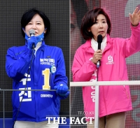 [TF사진관] '동작을 잡아라!' 이수진-나경원, '불꽃튀는 맞대결'