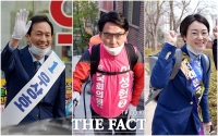 [TF사진관] '서대문갑' 우상호-이성헌-신지예, '각기 다른 유세법'