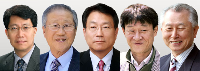 호암재단은 호암상 제정 30주년을 맞아 2020 호암상 수상자를 선정해 8일 발표했다. 사진은 과학상 수상자 김수봉(60) 성균관대 기초과학연구소 수석연구원, 공학상 임재수(70) 미국 MIT 교수, 의학상 박승정(66) 울산대 석좌교수, 예술상 김민기(69) 극단 학전 대표, 사회봉사상 김성수(90) 우리마을 촌장(왼쪽부터). /호암재단 제공