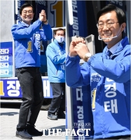 [TF사진관] '젊은 후보' 장경태, '유세 율동 직접 합니다'