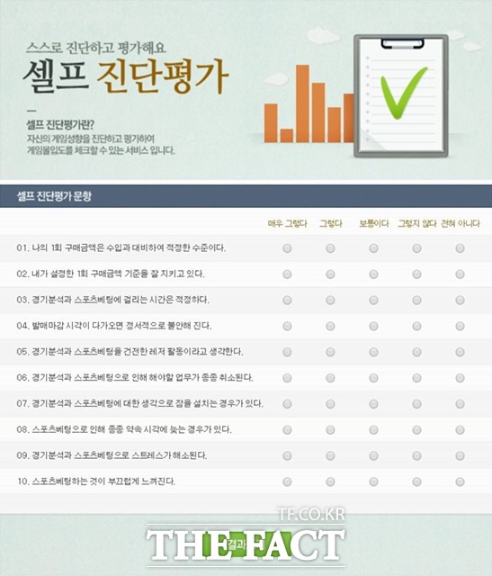 베트맨에서 무료로 제공하고 있는 셀프진단평가 페이지.