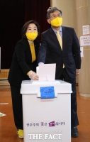 [TF포토] 사전투표하는 심상정 후보와 배우자