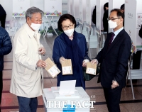 [TF포토] 사전투표하는 최불암-김민자 부부