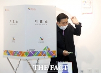 [TF포토] 기표소 나서는 황교안