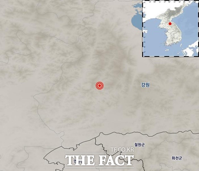 기상청은 11일 오후 7시 45분 북한 강원 평강 북북서쪽 37km 지역에서 규모 4.0의 지진이 발생했다고 밝혔다. /기상청 제공