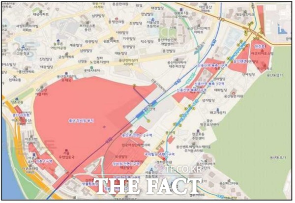 정부가 서울 용산 철도 정비창 인근을 토지거래허가구역으로 지정한 데 이어 일대 소형주택이 풍선효과를 나타낼 것이라는 우려가 나온다. 사진은 토지거래허가구역지정구역(안) /국토교통부 제공