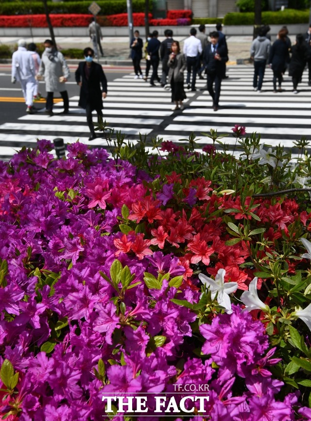 기상청에 따르면 일요일인 17일은 전국에 구름이 많고, 한낮엔 초여름 더위를 보이겠다. 미세먼지 농도는 전 권역이 보통 수준을 보이겠다. /이동률 기자
