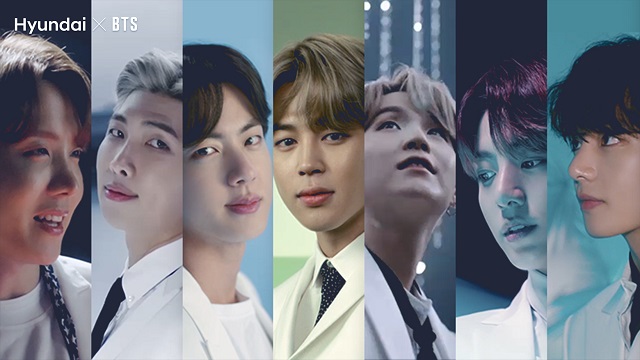 글로벌 수소 캠페인 디지털 영상에서 방탄소년단 멤버들은 수소의 근원인 물을 활용해 수소의 의미를 전달했다. /현대차 제공