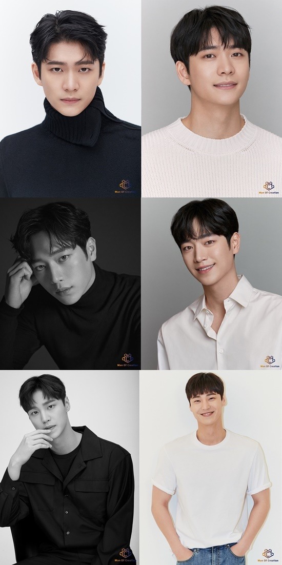 새 소속사 맨오브크리에이션에 둥지를 튼 배우 강태오 서강준 이태환(위부터)의 새로운 프로필이 공개됐다. 블랙 앤 화이트로 꾸며진 프로필에서 세 사람은 시크함과 친숙함을 오가며 각자의 매력을 발산한다. /맨오브크리에이션 제공