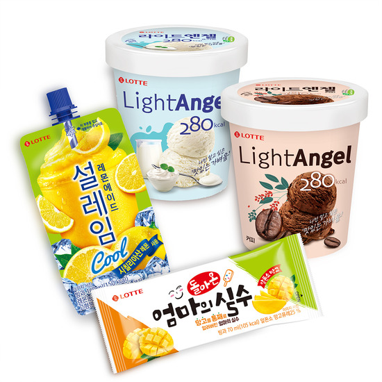 롯데제과가 엄마의 실수 망고와 설레임 레몬에이드, 라이트 엔젤 2종을 출시했다. /롯데제과 제공