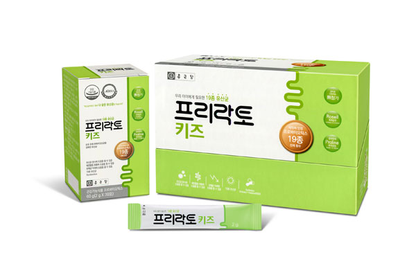 프리락토 키즈는 생후 3개월부터 12세 미만 어린이를 위한 제품으로 질병 예방과 면역체계 형성을 위해 모유에 함유된 비피더스균 4종을 강화한 것이 특징이다. /종근당 제공