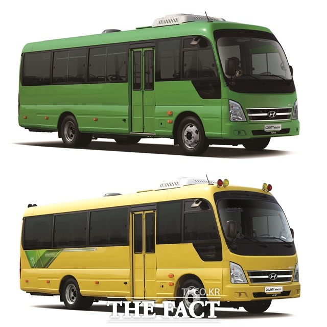현대차는 카운티 일렉트릭을 용도에 따라 마을버스용(위)과 어린이버스용 두 가지로 운영한다는 계획이다. /현대차 제공