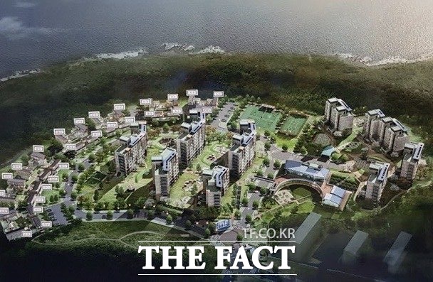 (주)한국수력원자력 한울원자력본부 직원사택 입주자대표회의 갑질을 고발하는 내용의 국민청원과 관련, 고소와 맞고소로 이어지고 있다. 사진은 죽변사택 조감도/국민청원자 제공