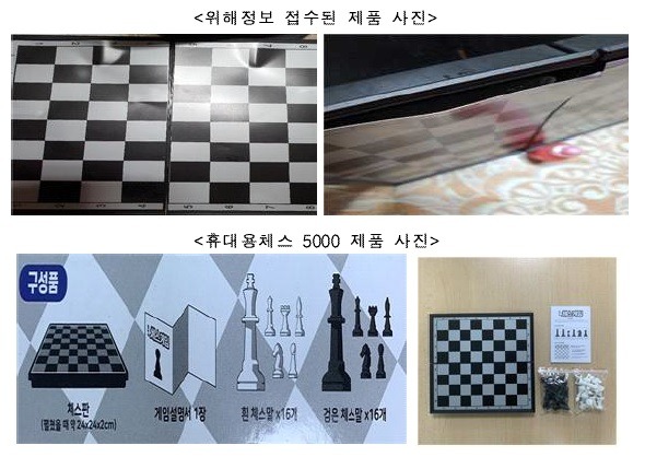 안전성 문제가 발견된 휴대용 체스 제품 2종이 전량 회수 및 환불 처리된다. /한국소비자원 제공