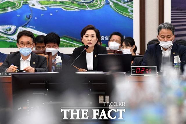 김현미 국토교통부 장관은 이날 국토위에 참석해 임대차 3법의 실효성, 임대업자 혜택 축소 등 부동산 현안에 대한 입장을 밝혔다. /남윤호 기자