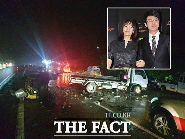 박지윤 최동석 부부의 가족이 지난 27일 오후 8시쯤 음주 운전하는 트럭과 충돌하는 사고를 당했다. /부산경찰 제공·더팩트 DB