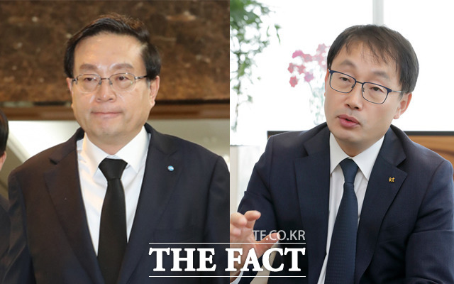 우리금융그룹과 KT가 포스트코로나 시대에 대비해 전격 손을 잡는다. 사진은 손태승 우리금융그룹 회장(왼쪽)과 구현모 KT 대표 /남용희 기자, KT 제공