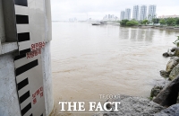 [TF사진관] 멈추지 않는 장마, '잠수교 보행자 통제 수위 코앞'