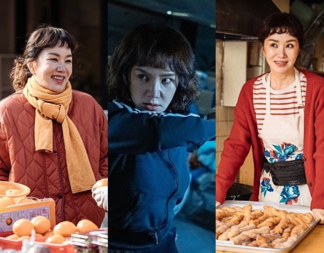 엄정화는 오케이 마담에서 억척스러운 꽈배기 맛집 사장 미영 역에 분했다. /메가박스중앙플러스엠 제공