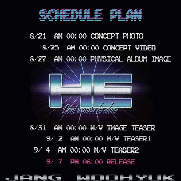 장우혁은 컴백 스케줄러를 공개하고 컴백 일정을 알렸다. /WH CREATIVE 제공