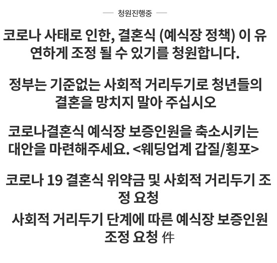 최근 청와대 국민청원 게시판에 게재된 결혼 관련 청원 제목들. /청와대 제공