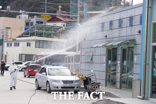 청정 울릉을 지키기 위해 방역소독을 실시하고 있다./ 울릉군 제공