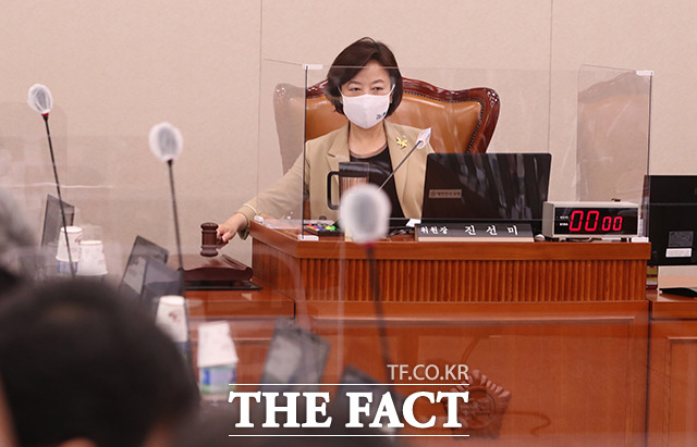 회의 주재하는 진선미 위원장