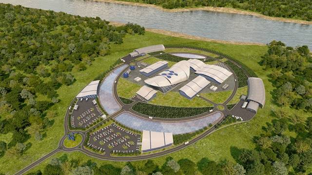 두산중공업은 전략적 협력관계를 맺고 있는 미국 뉴스케일사의 소형모듈원전 모델이 미국 원자력규제위원회 의 설계인증 심사를 최종 완료했다고 30일 밝혔다. 사진은 뉴스케일 소형모듈원전 플랜트 가상 조감도. /두산중공업 제공