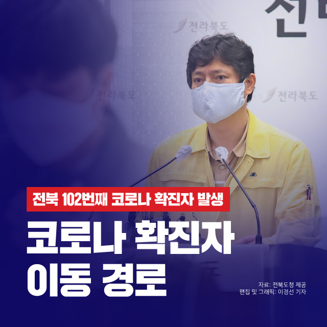 15일 전북에서 신종 코로나바이러스 감염증(코로나19) 102번째 확진자가 발생했다. /그래픽=이경선 기자