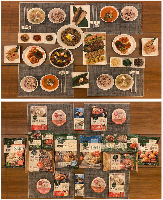 CJ제일제당이 제품을 활용해 가족과 함께 하는 HMR 한상 차림을 제안했다. /CJ제일제당 제공