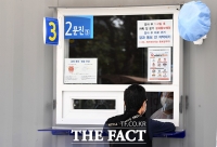 [TF포토] 코로나19 문진 받는 시민