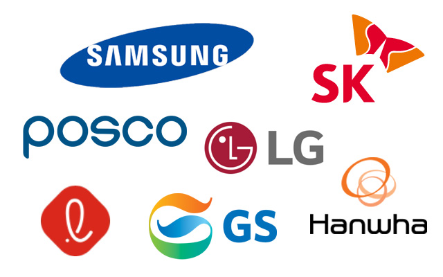 삼성, SK, LG, 롯데, 포스코, 한화, GS 등 다수의 국내 그룹들은 통일된 로고를 이용하고 있다. /각 사 제공