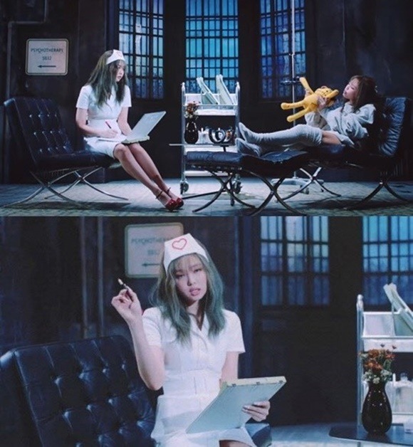 블랙핑크의 신곡 Lovesick Girls 뮤직비디오 속 간호사 복장이 성적 대상화라는 지적이 나왔다. 소속사 YG는 이 지적을 수용해 해당 장면을 삭제하기로 결정했다. /뮤직비디오 영상 캡처