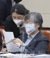 [TF사진관] 국감 자료 살피는 정은경 질병관리청장