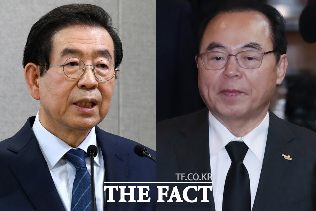 내년 4월 서울·부산시장 보궐선거에서 더불어민주당이 후보자를 공천하기로 방침을 정한 것에 대한 야권의 비판이 쏟아지는 가운데 재발방지 등 정치권의 고민은 보이지 않는다. 성추문 논란을 빚은 박원순 전 서울시장(왼쪽)과 오거돈 전 부산시장. /더팩트 DB