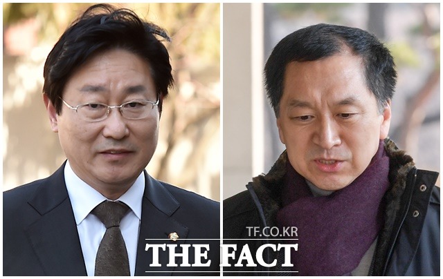 김기현(오른쪽) 국민의힘 의원은 2일 CBS 라디오 김현정의 뉴스쇼에 출연해 더불어민주당의 당헌 개정과 관련해 문재인 대통령이 해명하실 필요가 있다고 말했다. 이에 박범계 민주당 의원(왼쪽)은 불가피하다는 취지로 언급했다. /더팩트 DB