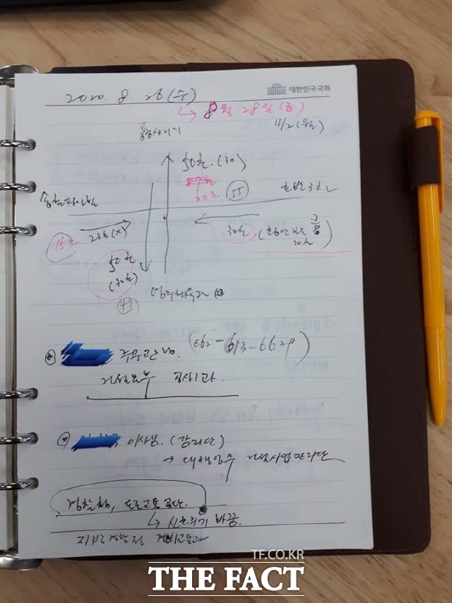 차량진행 방향별 신호주기와 체증현황을 꼼꼼하게 조사해 분석한 유종천 위원장의 노트 기록, /유종천 페이스북 제공
