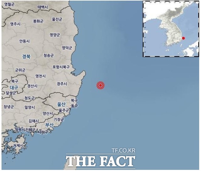 포항 동남쪽 해역에서 하루에 지진이 2회 발생했다. 기상청의 지진 발생 위치도/기상청 홈페이지 캡쳐