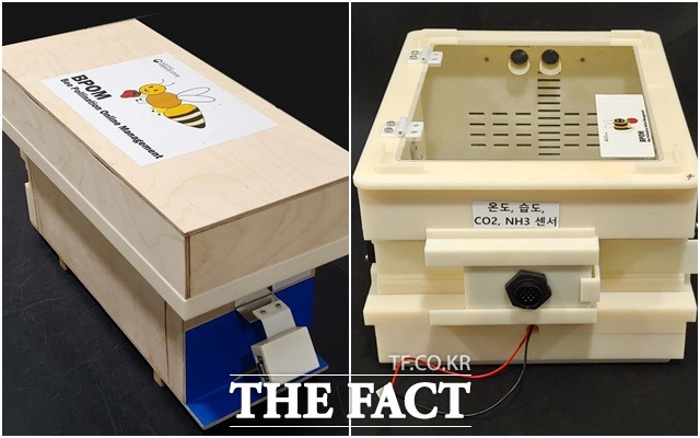 농촌진흥청이 사물인터넷(IoT) 기술을 적용해 개발한 꿀벌통(왼쪽)과 뒤영벌통(오른쪽). /농진청 제공