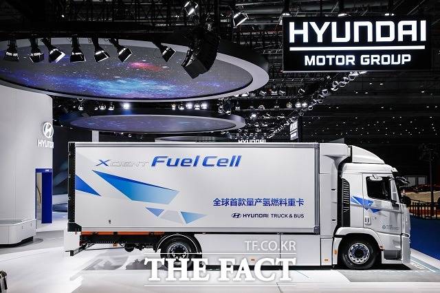 현대차는 이번 행사에서 수소전기 대형트럭 엑시언트를 중국 시장에 최초로 공개했다. /현대차그룹 제공