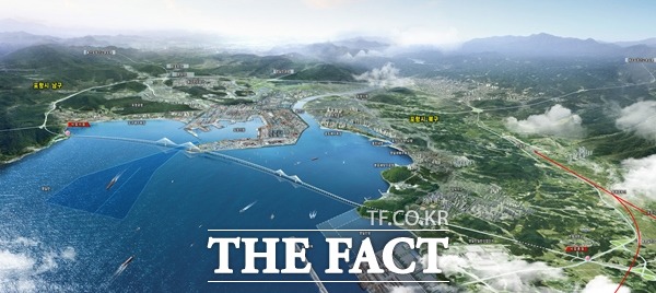 영일만 횡단대교는 포항시 남구 동해면에서 북구 동해고속도로의 단절구간 연결을 위해 반드시 건설 돼야 한다는 목소리가 높다./경북도제공