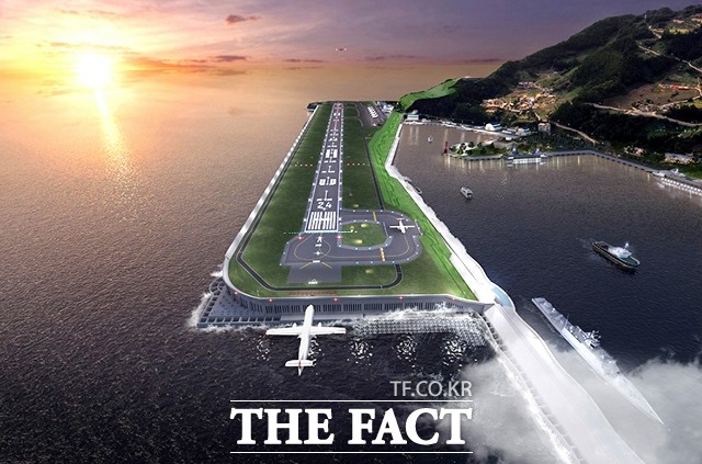 울릉 사동항에 건설될 울릉공항 조감도./울릉군 제공