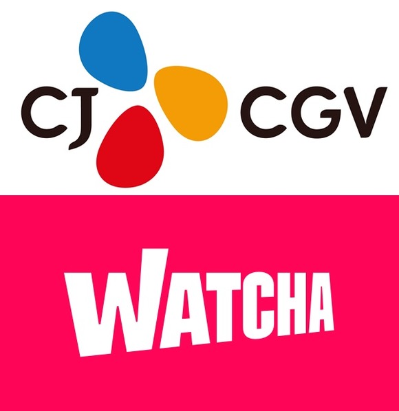 CGV(위쪽)가 동영상 스트리밍 플랫폼 왓챠와 업무협약을 체결했다. 영화 관련 온·오프라인 플랫폼이 함께 협력 체계를 구축하는 것은 전 세계를 통틀어 이번이 처음이다. /CGV, 왓챠 제공