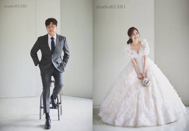 코미디언 박휘순과 아내 천예지가 웨딩화보를 공개하고 결혼을 앞둔 심경을 밝혔다. /웨딩21 제공